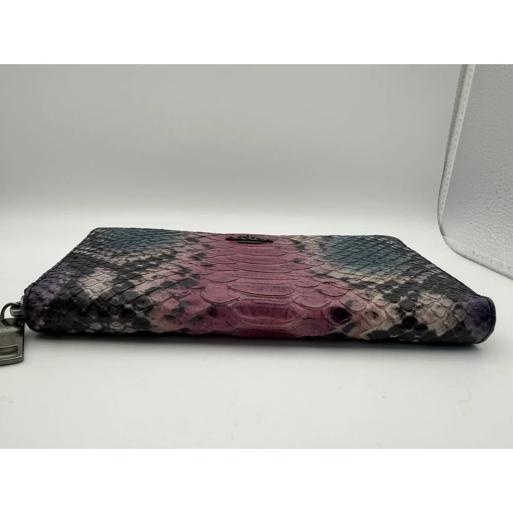 VERY RARE COACH RETIRED MULTI COLOR PYTHON ACCORDION ZIP-AROUND WALLET